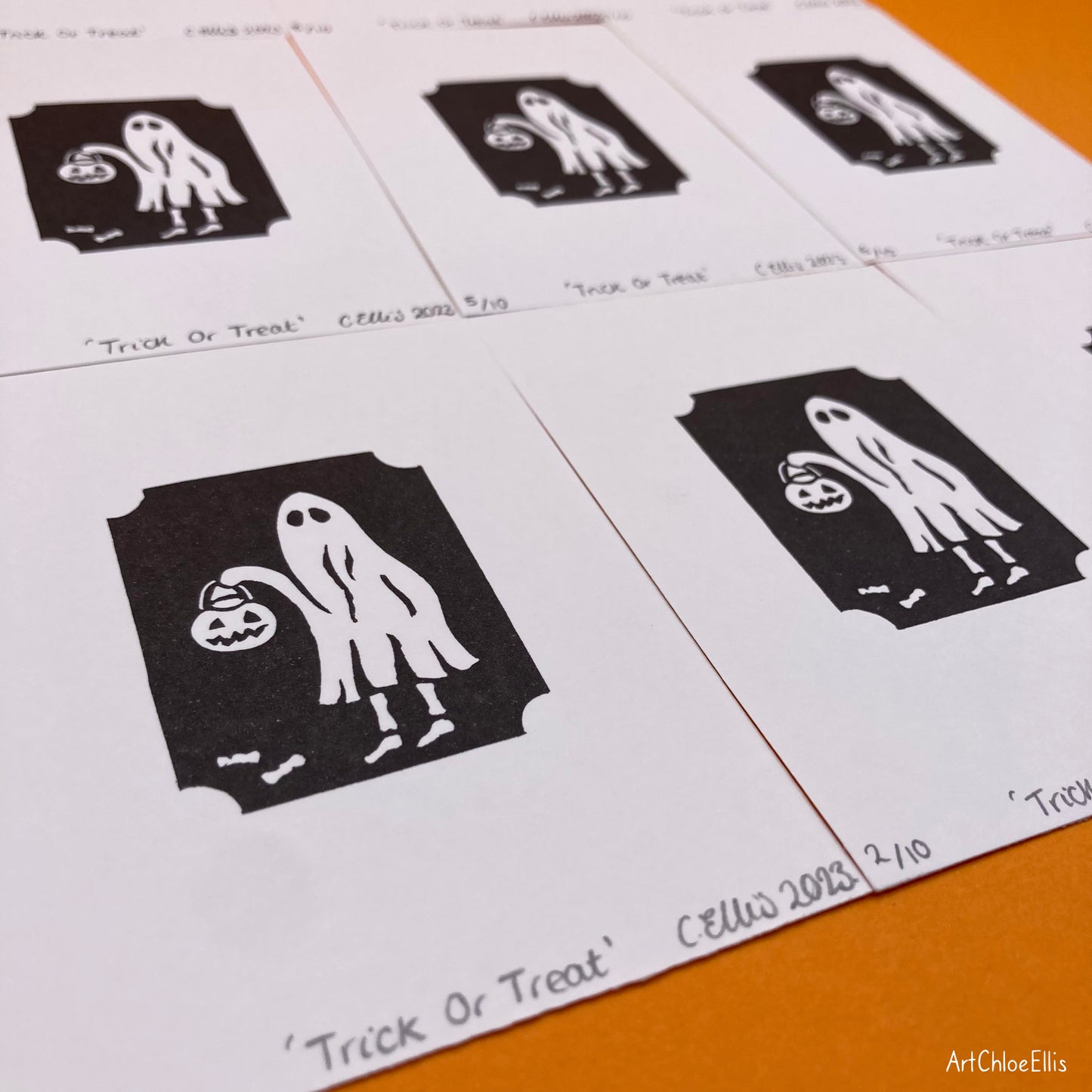 Trick Or Treat – A7 Original Lino-Print
