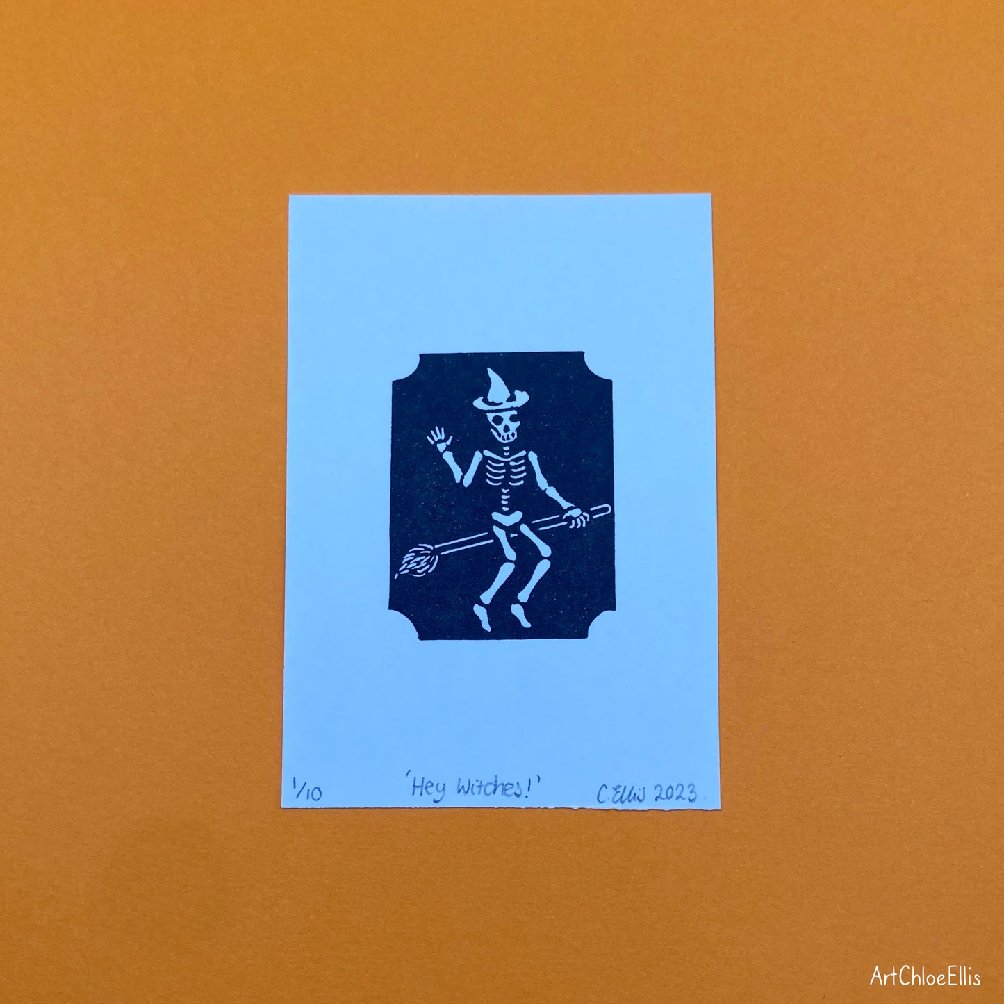 Hey Witches! – A7 Original Lino-Print