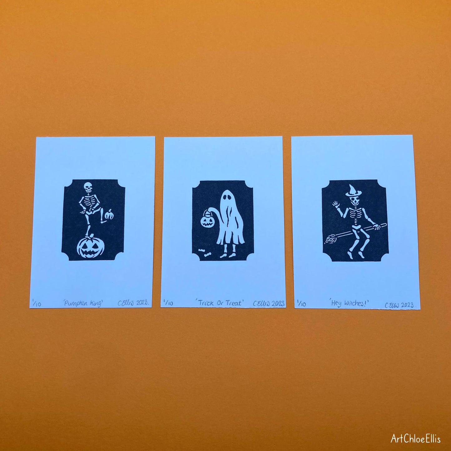 Hey Witches! – A7 Original Lino-Print