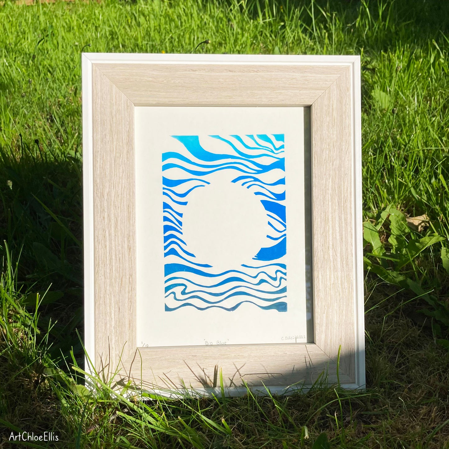 Big Blue – A5 Original Lino-Print