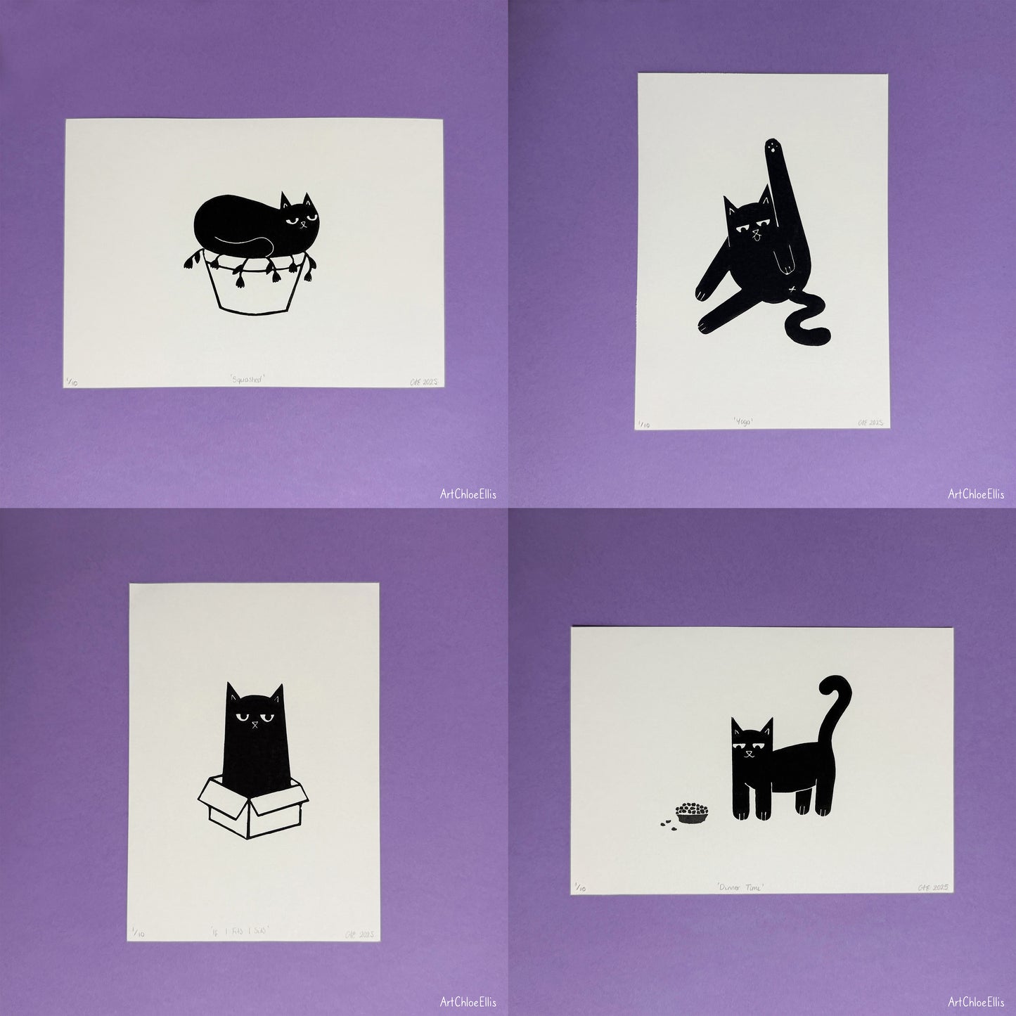 If I Fits I Sits – A5 Original Lino-Print