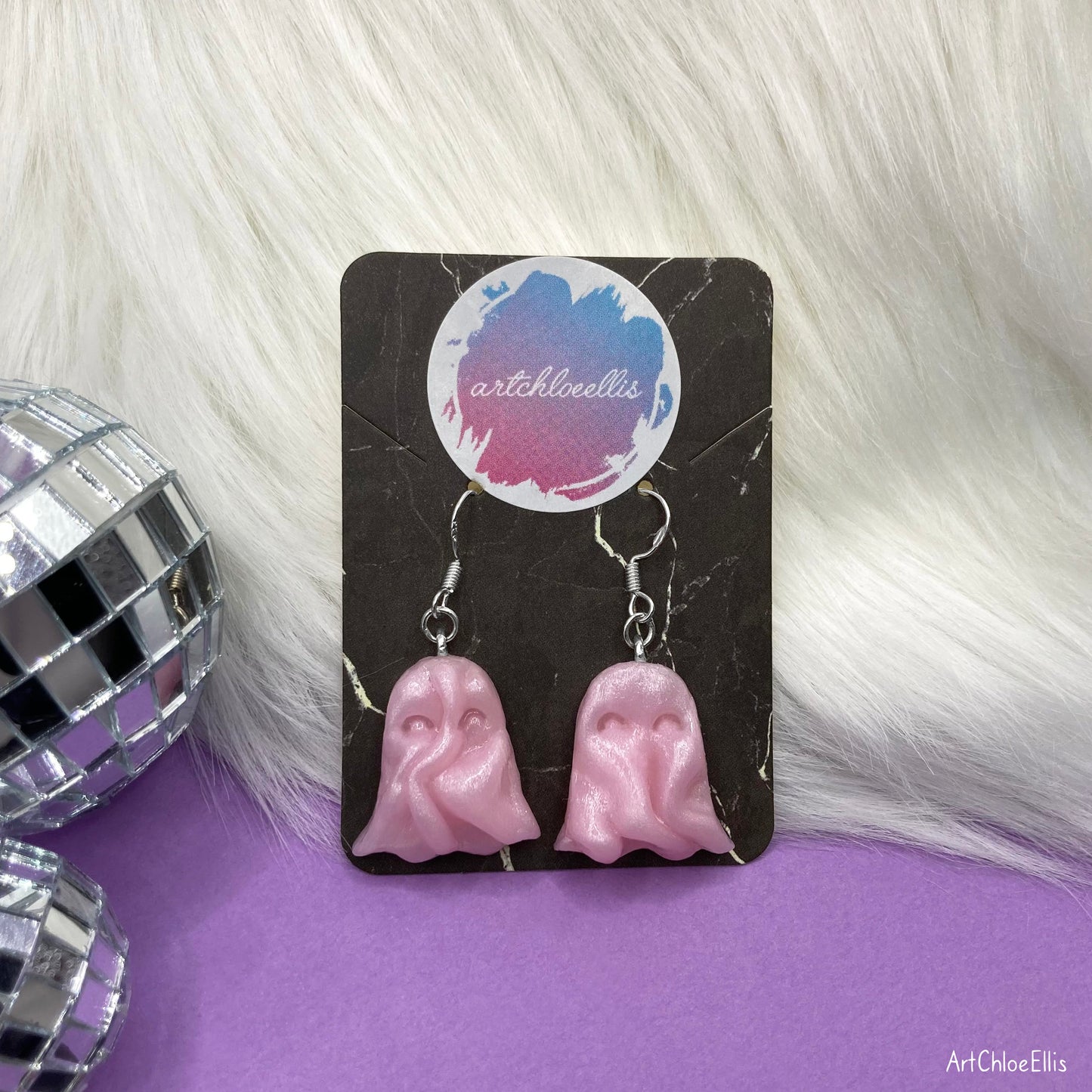 Sheet Ghosts (Pearlescent Pink) Earrings