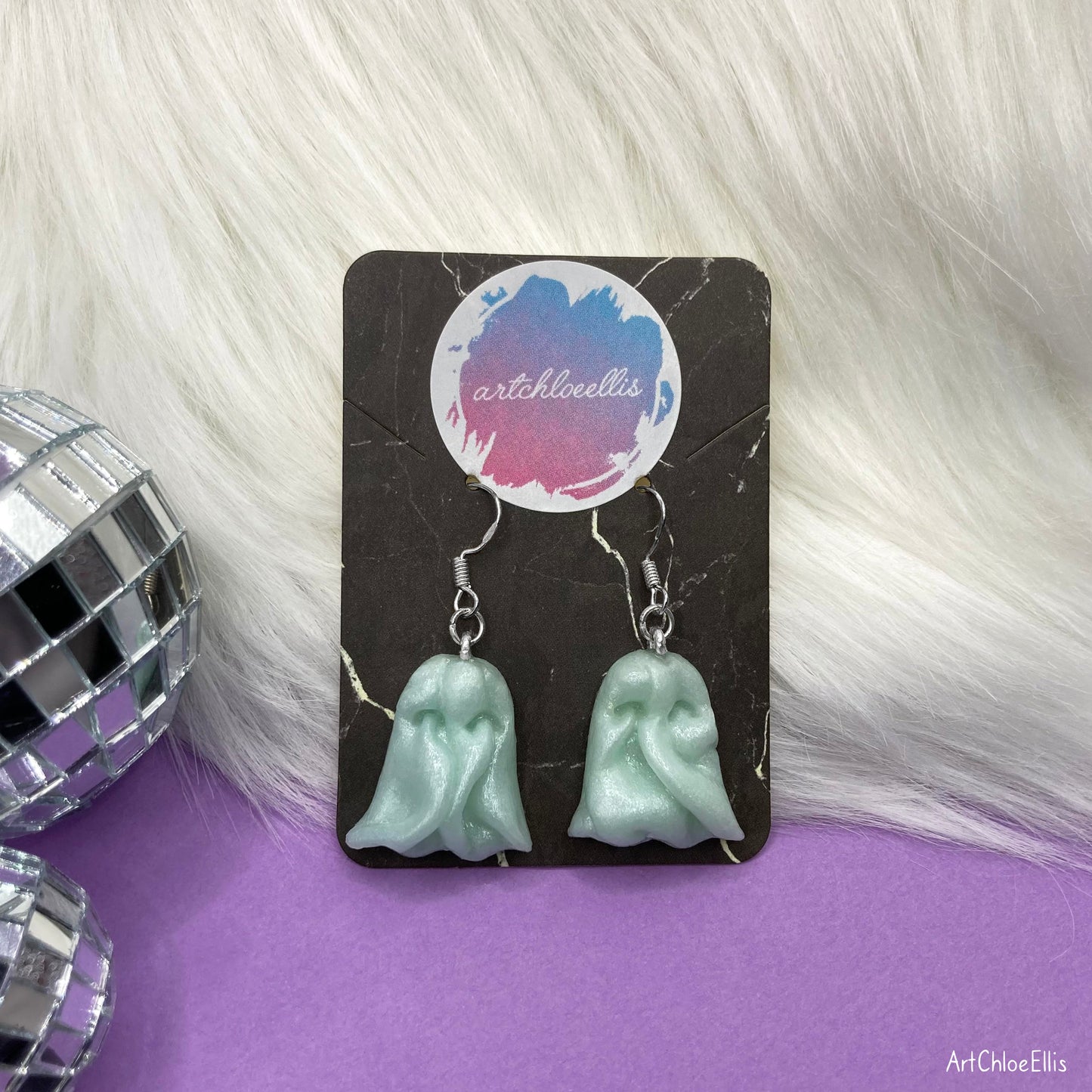 Sheet Ghosts (Pearlescent Blue) Earrings