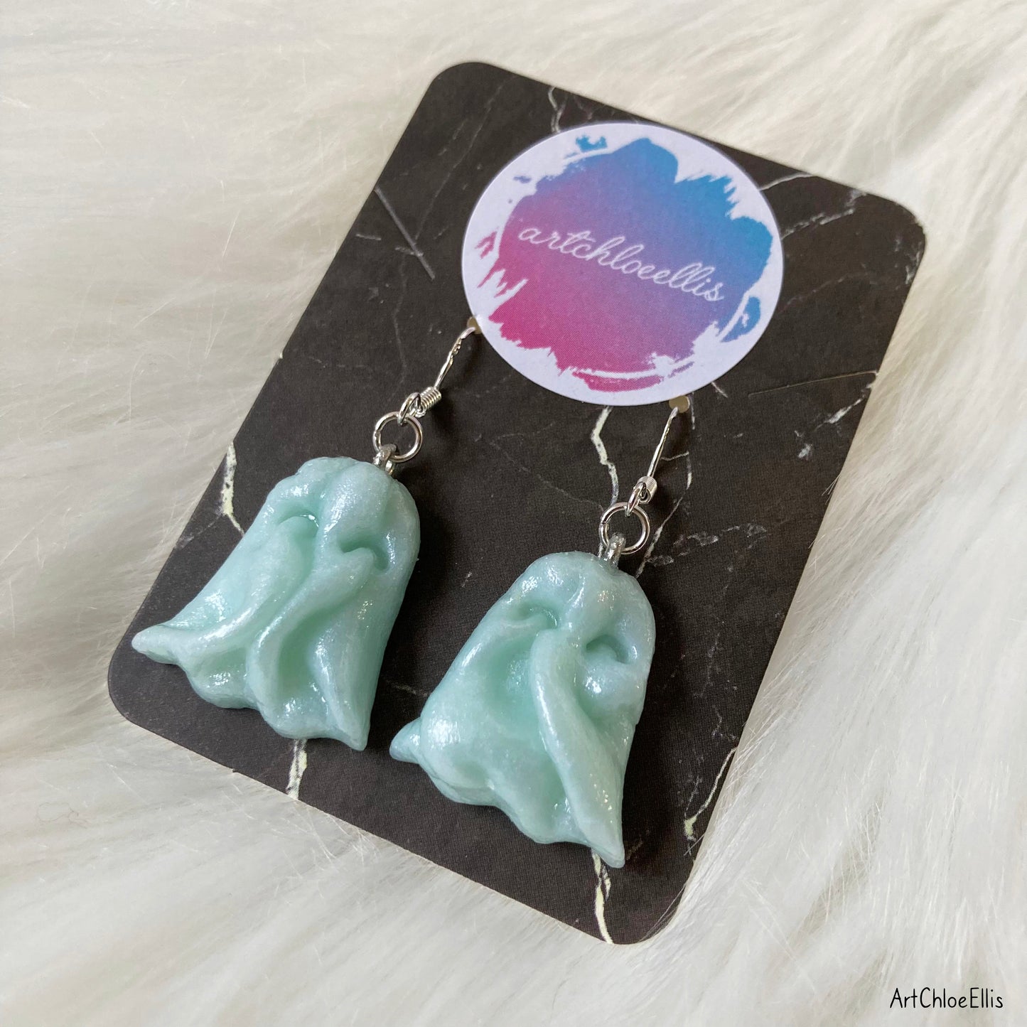 Sheet Ghosts (Pearlescent Blue) Earrings