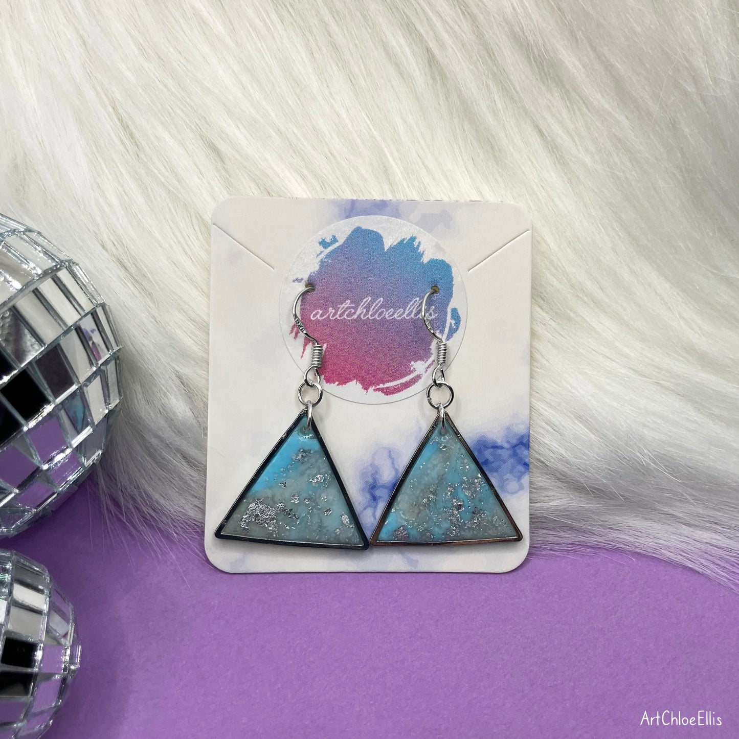 Marble Effect Triangle Earrings