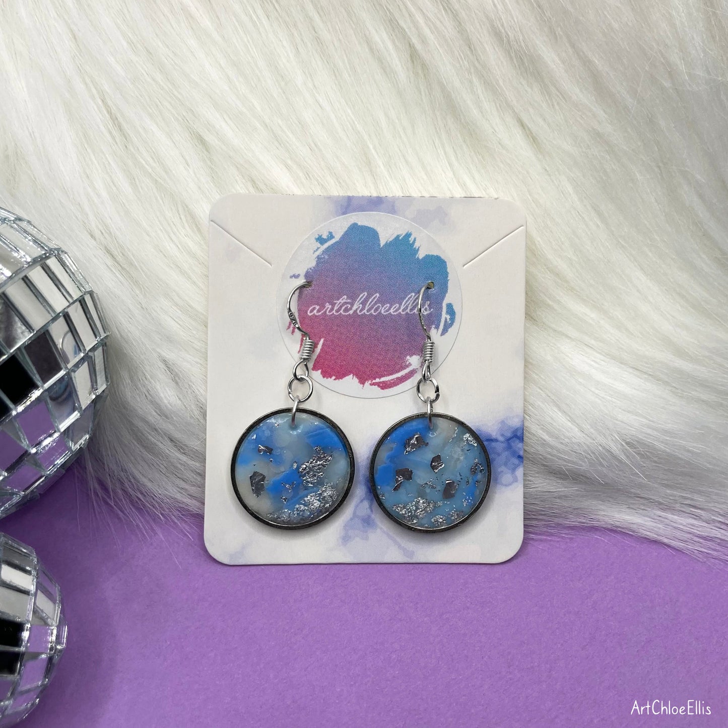 Marble Effect Circle Earrings