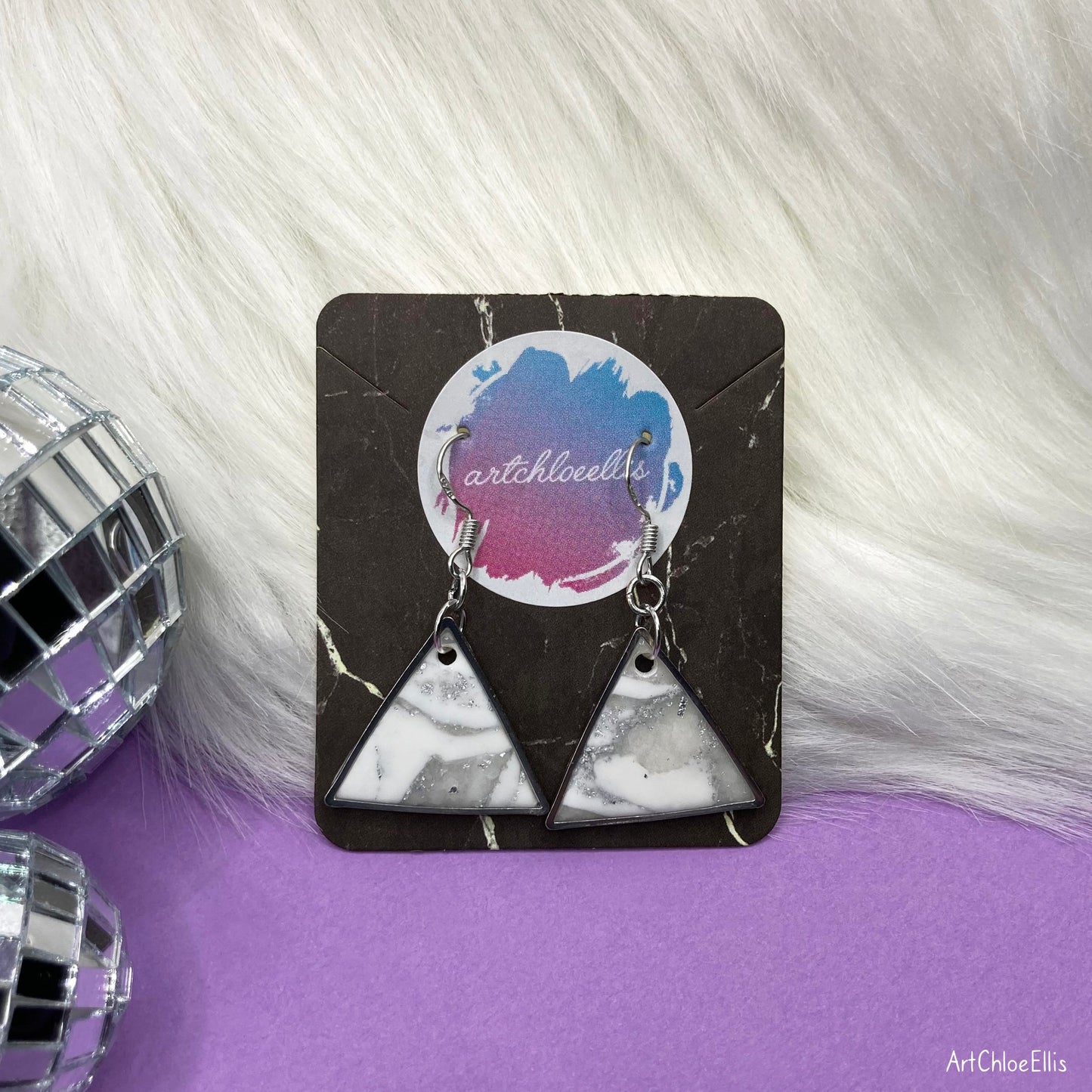 Marble Effect Triangle Earrings