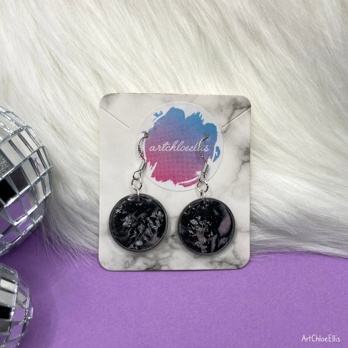 Marble Effect Circle Earrings