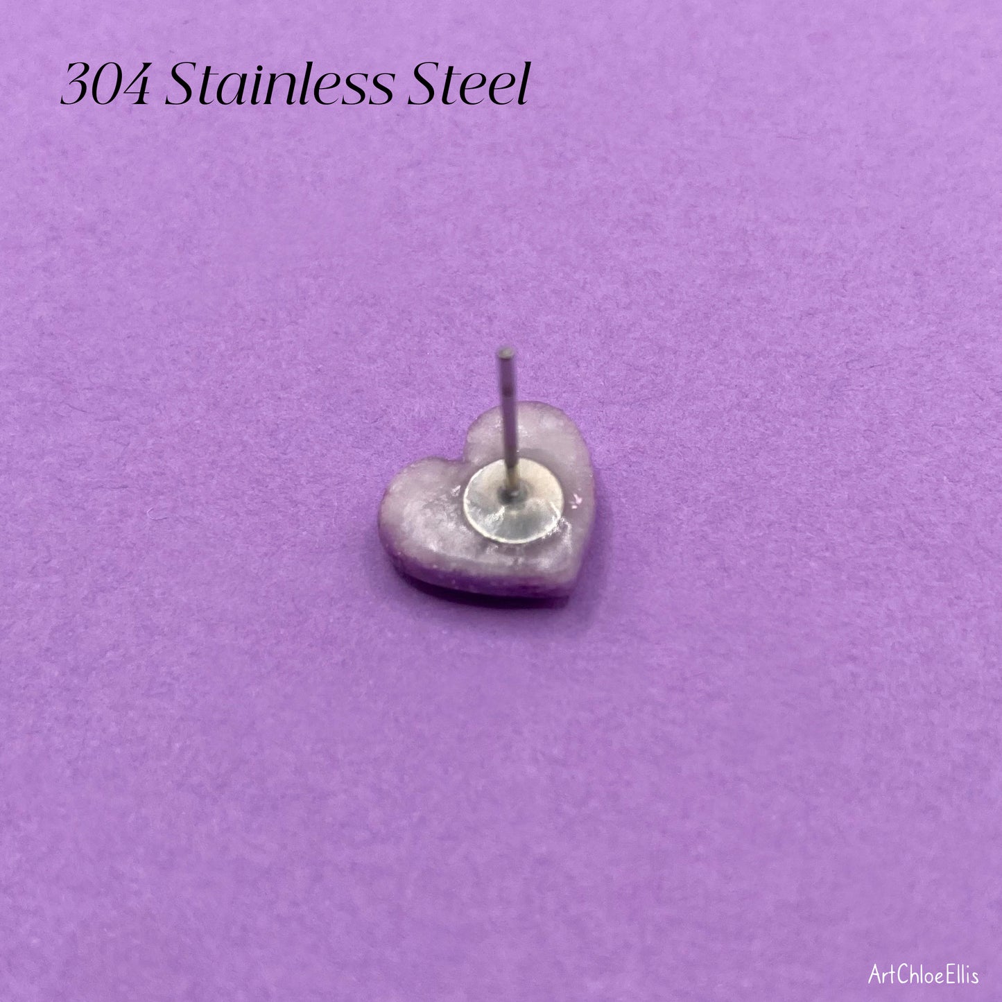 Marble Effect Heart Stud Earrings