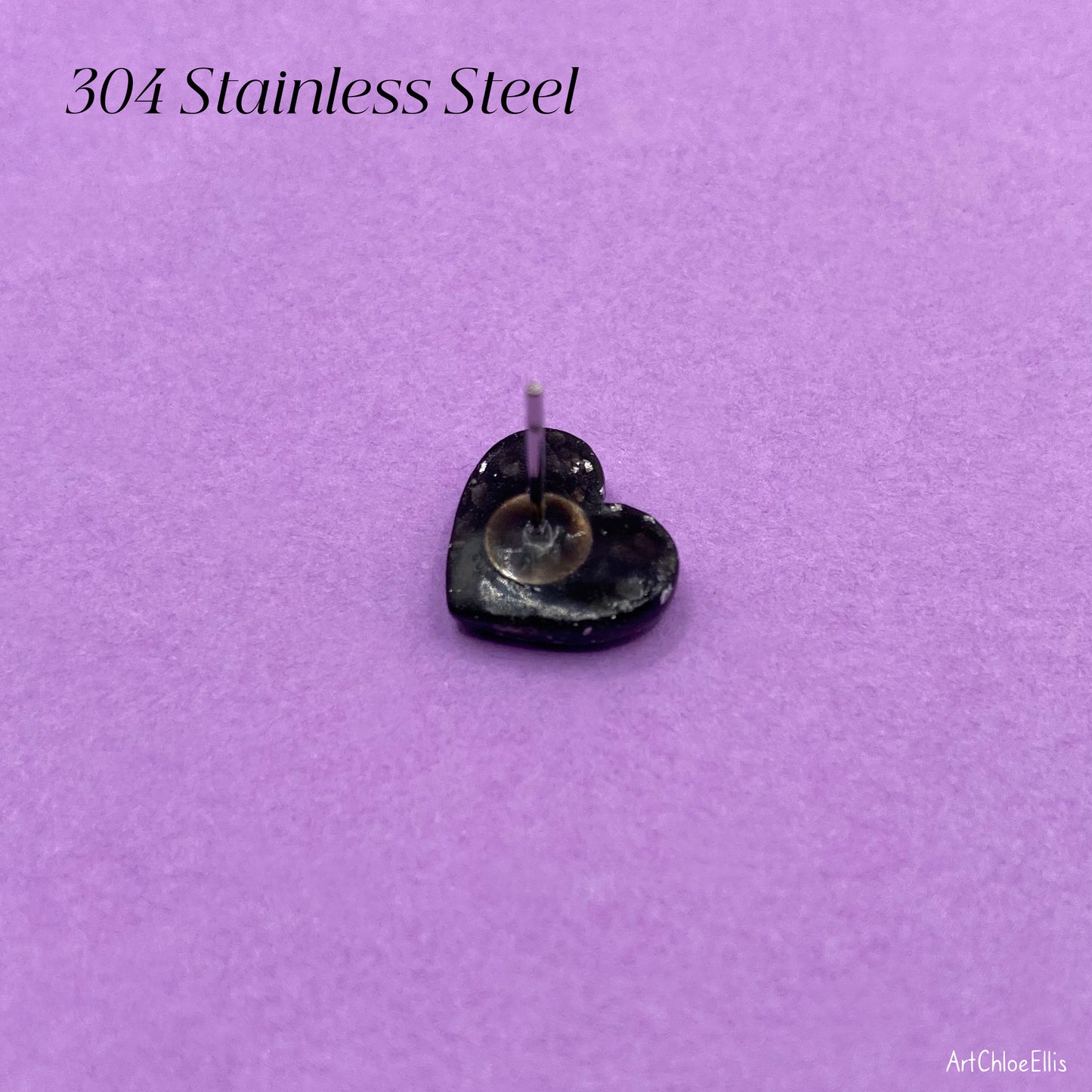 Marble Effect Heart Stud Earrings