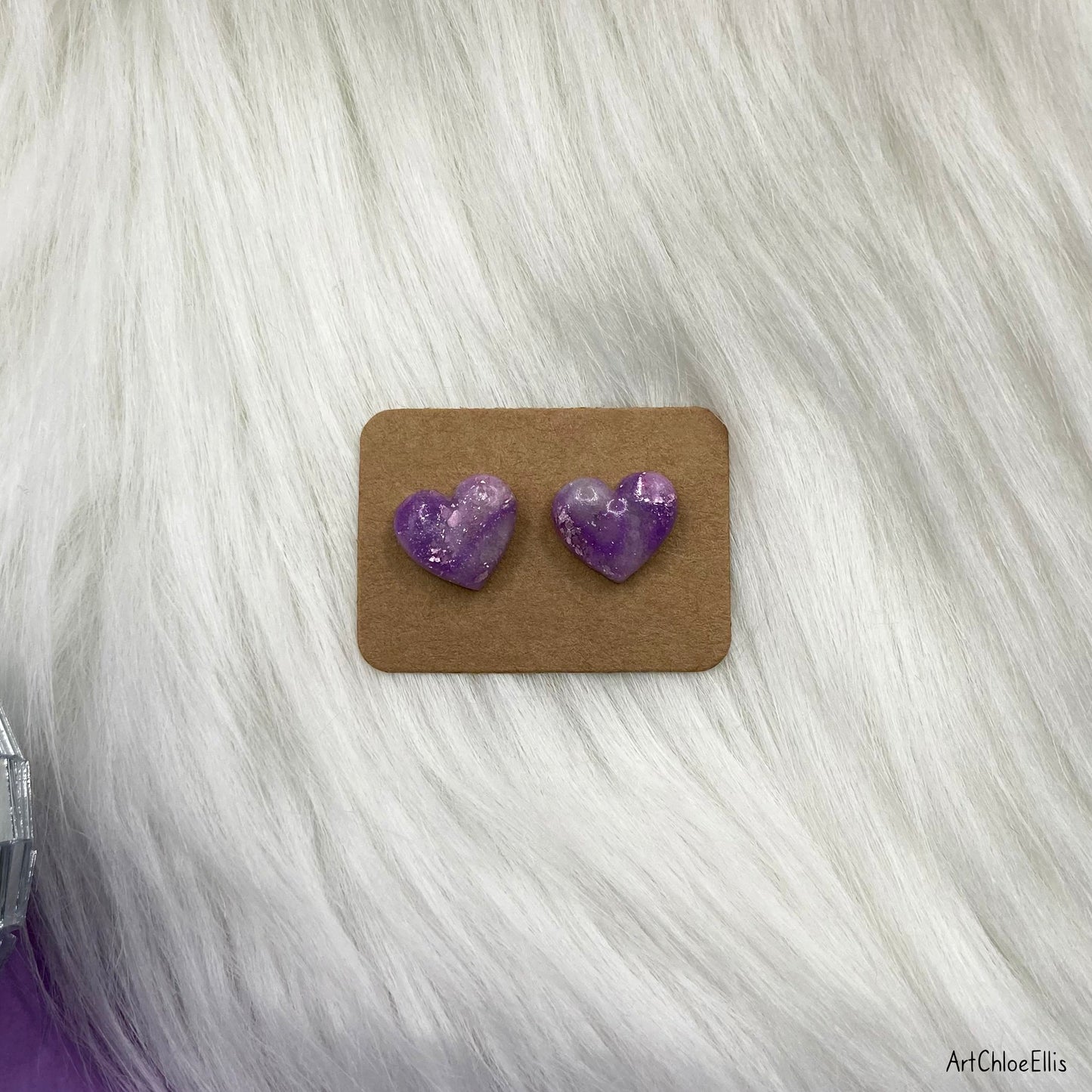 Marble Effect Heart Stud Earrings