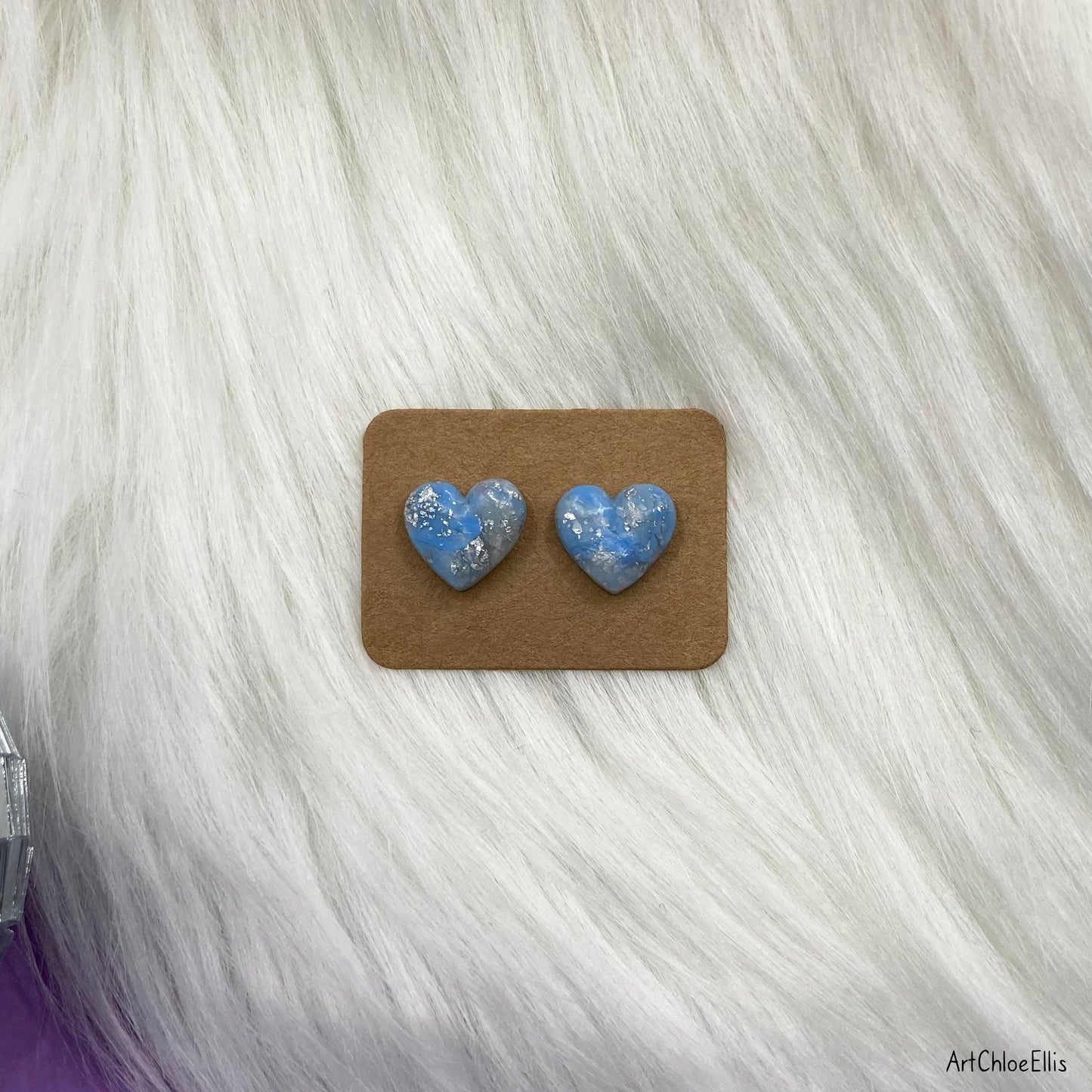 Marble Effect Heart Stud Earrings