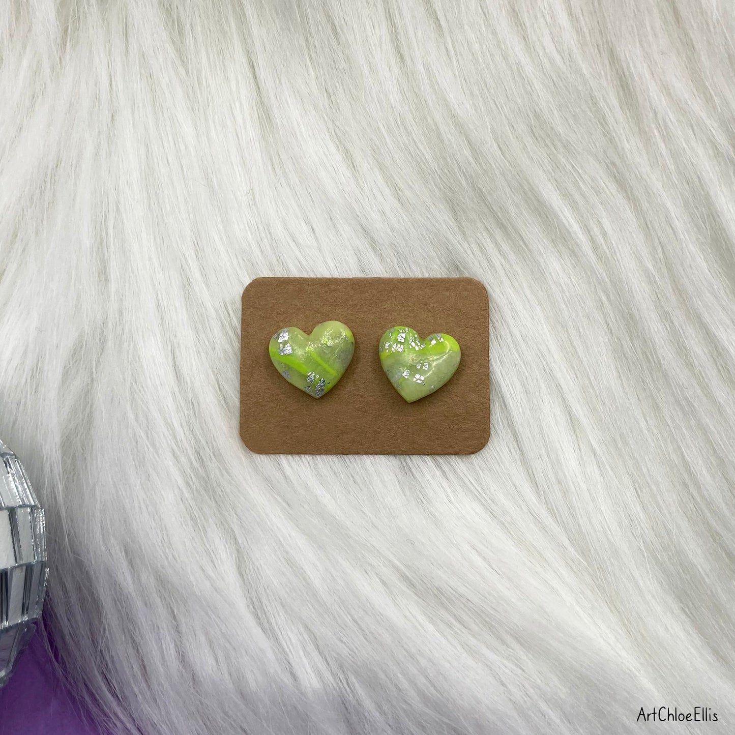 Marble Effect Heart Stud Earrings