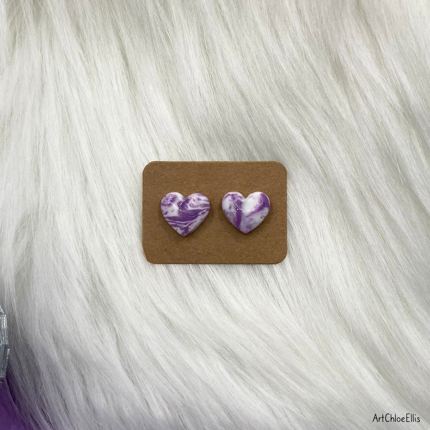 Marble Effect Heart Stud Earrings