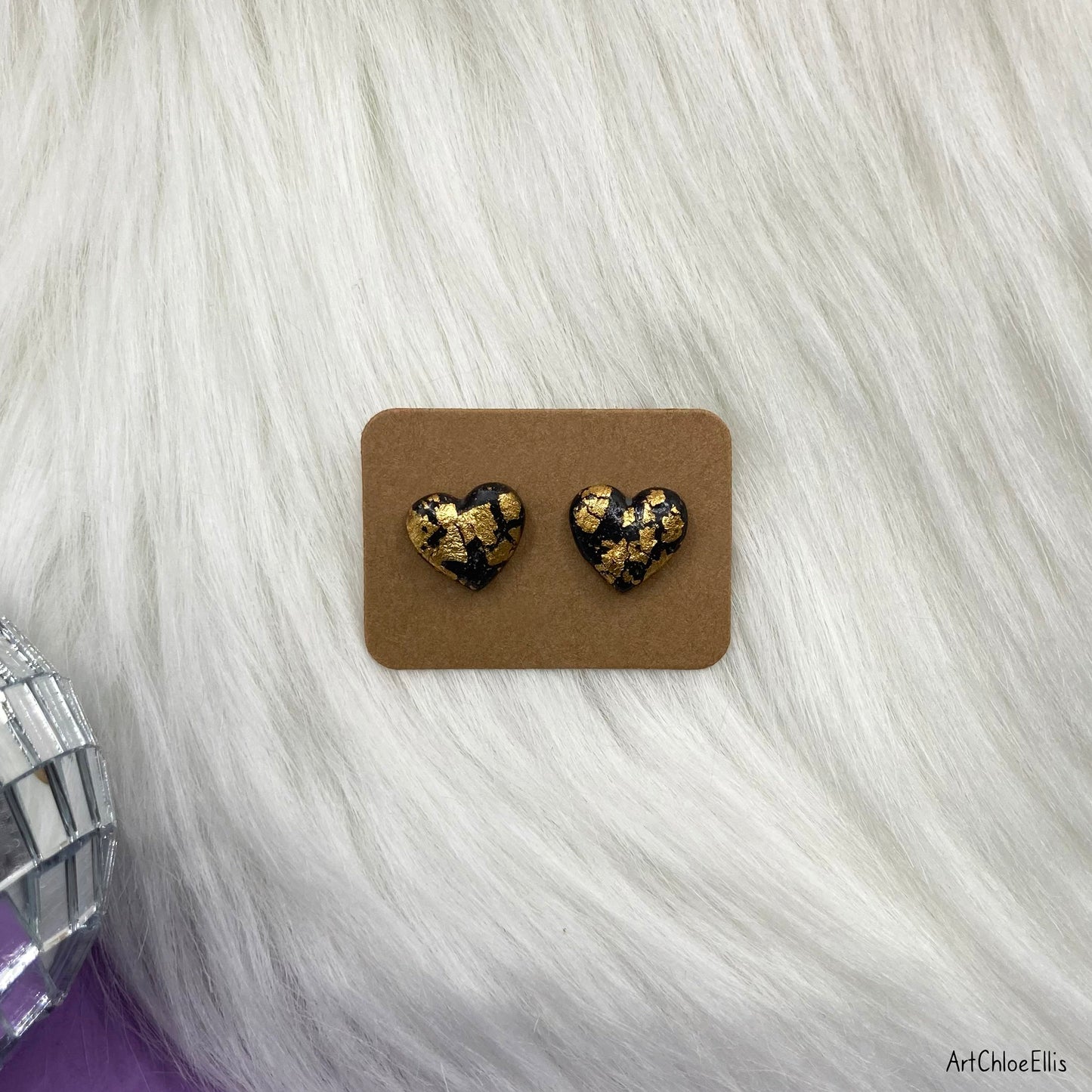 Marble Effect Heart Stud Earrings