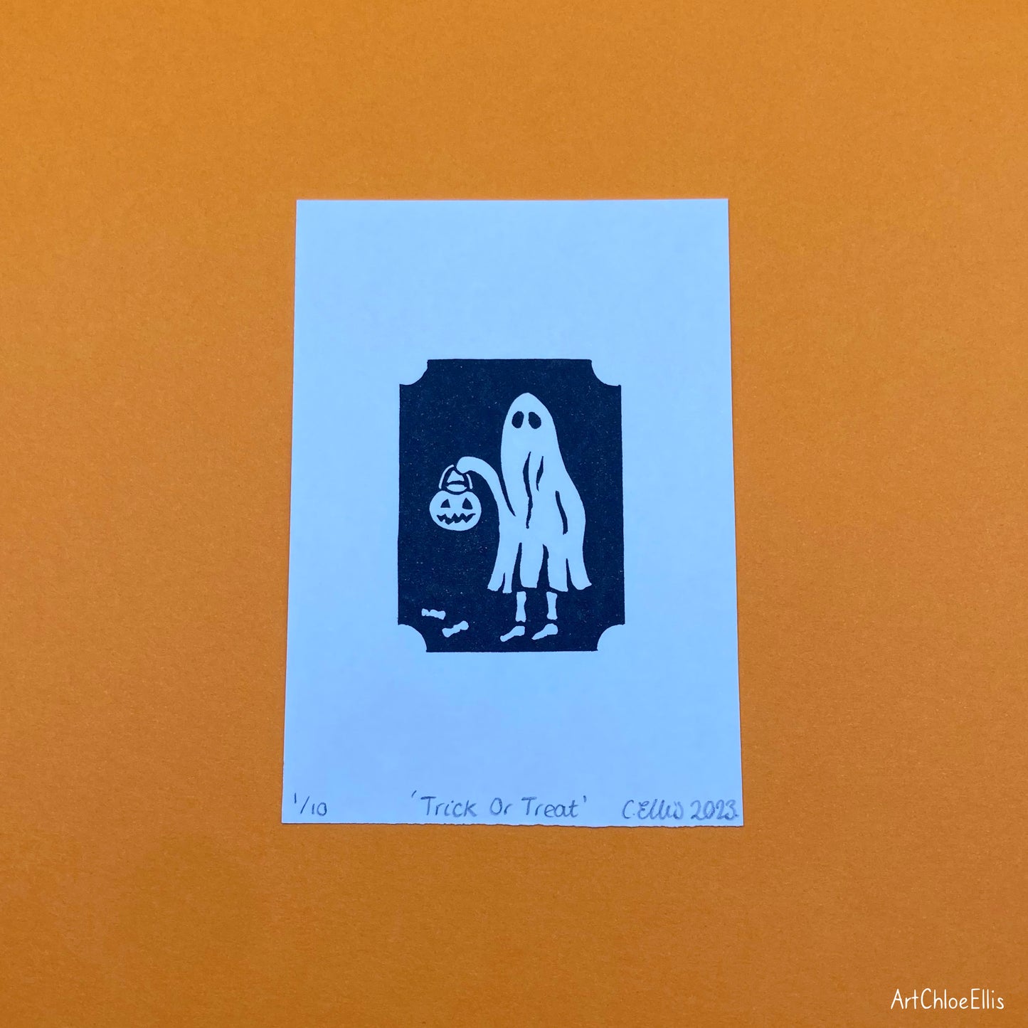 Trick Or Treat – A7 Original Lino-Print