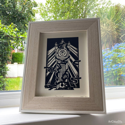 Four Chimes – A5 Original Lino-Print