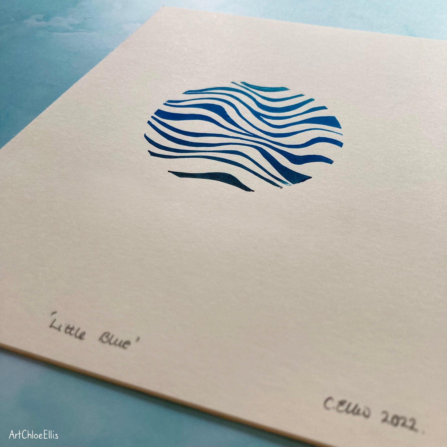 Little Blue – A5 Original Lino-Print