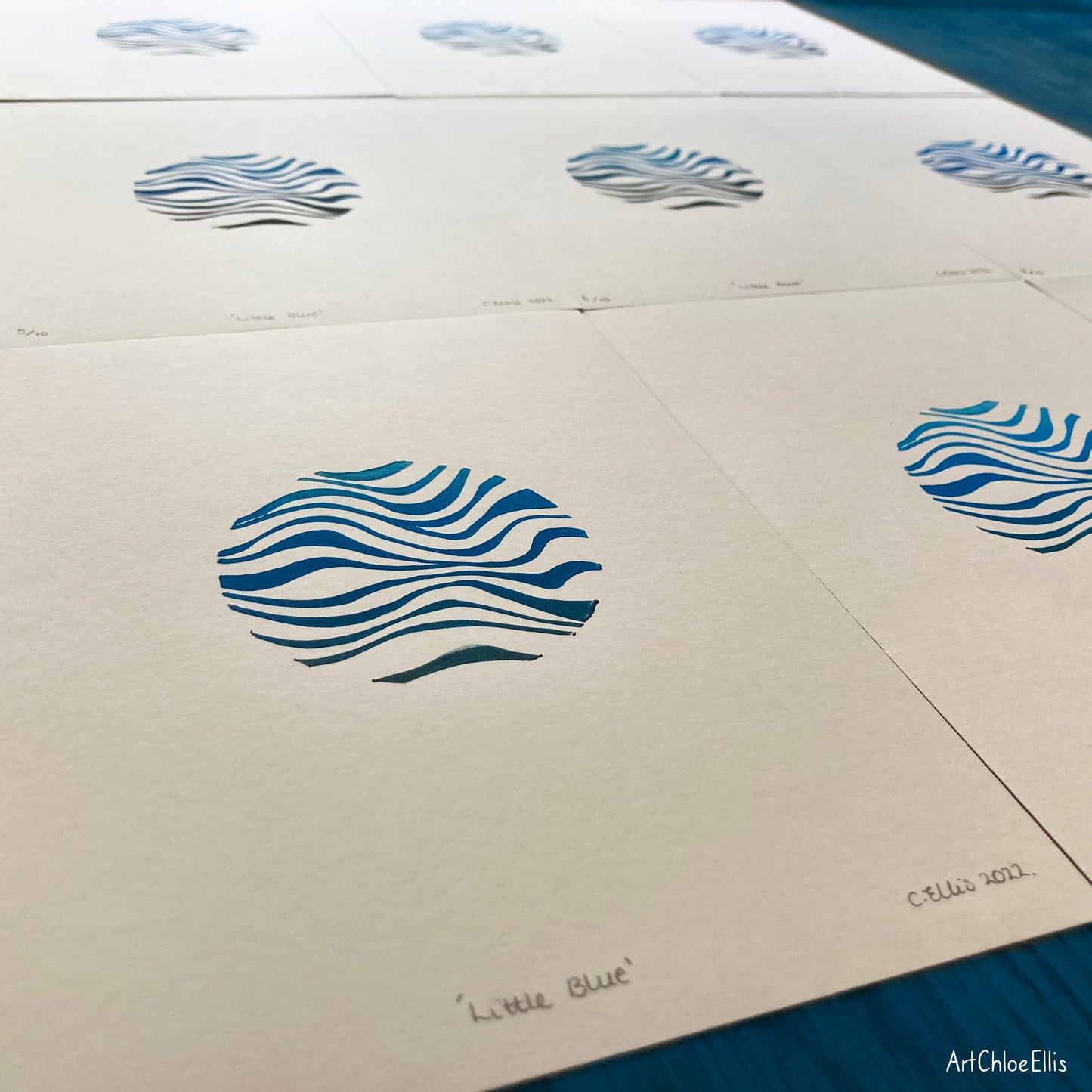 Little Blue – A5 Original Lino-Print