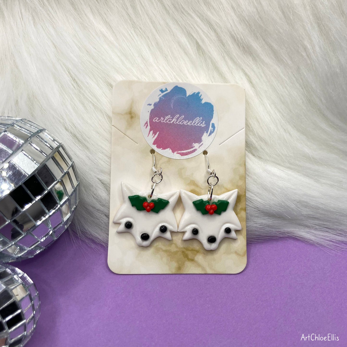 Arctic Foxes (Black Noses) Earrings