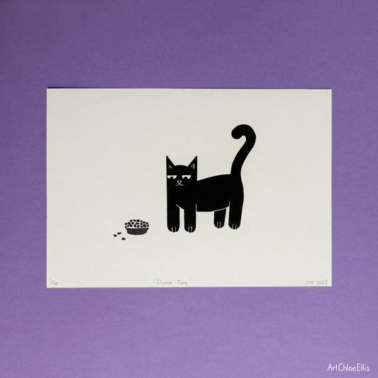 Dinner Time – A5 Original Lino-Print