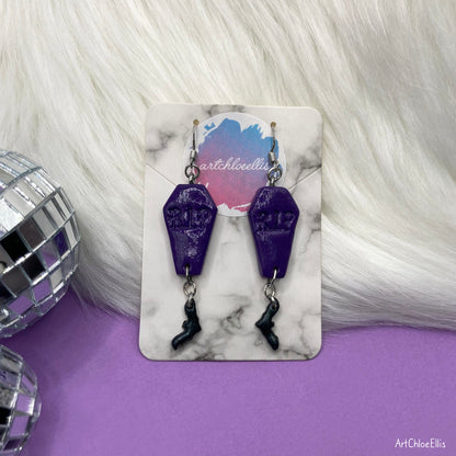 Coffin & Bat Earrings