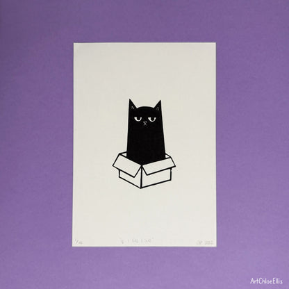 If I Fits I Sits – A5 Original Lino-Print