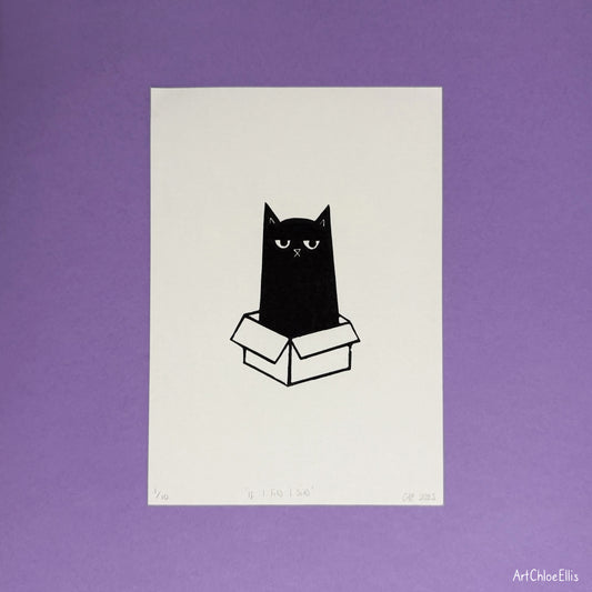If I Fits I Sits – A5 Original Lino-Print