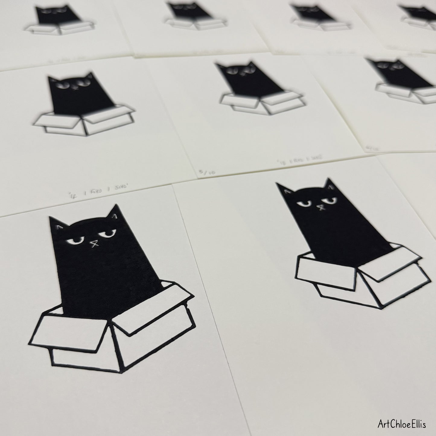 If I Fits I Sits – A5 Original Lino-Print