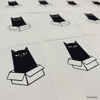 If I Fits I Sits – A5 Original Lino-Print
