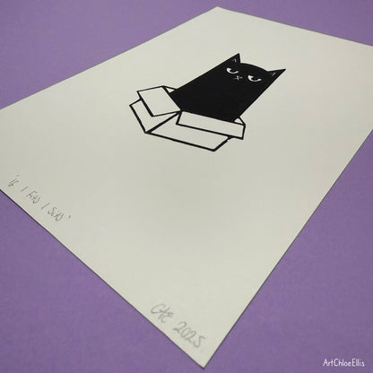 If I Fits I Sits – A5 Original Lino-Print