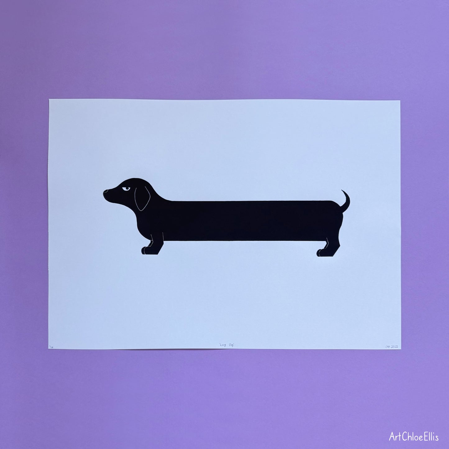 Long Dog – A2 Original Lino-Print