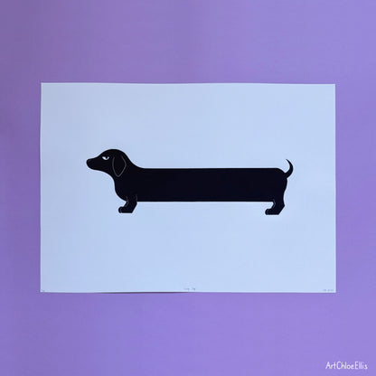 Long Dog – A2 Original Lino-Print