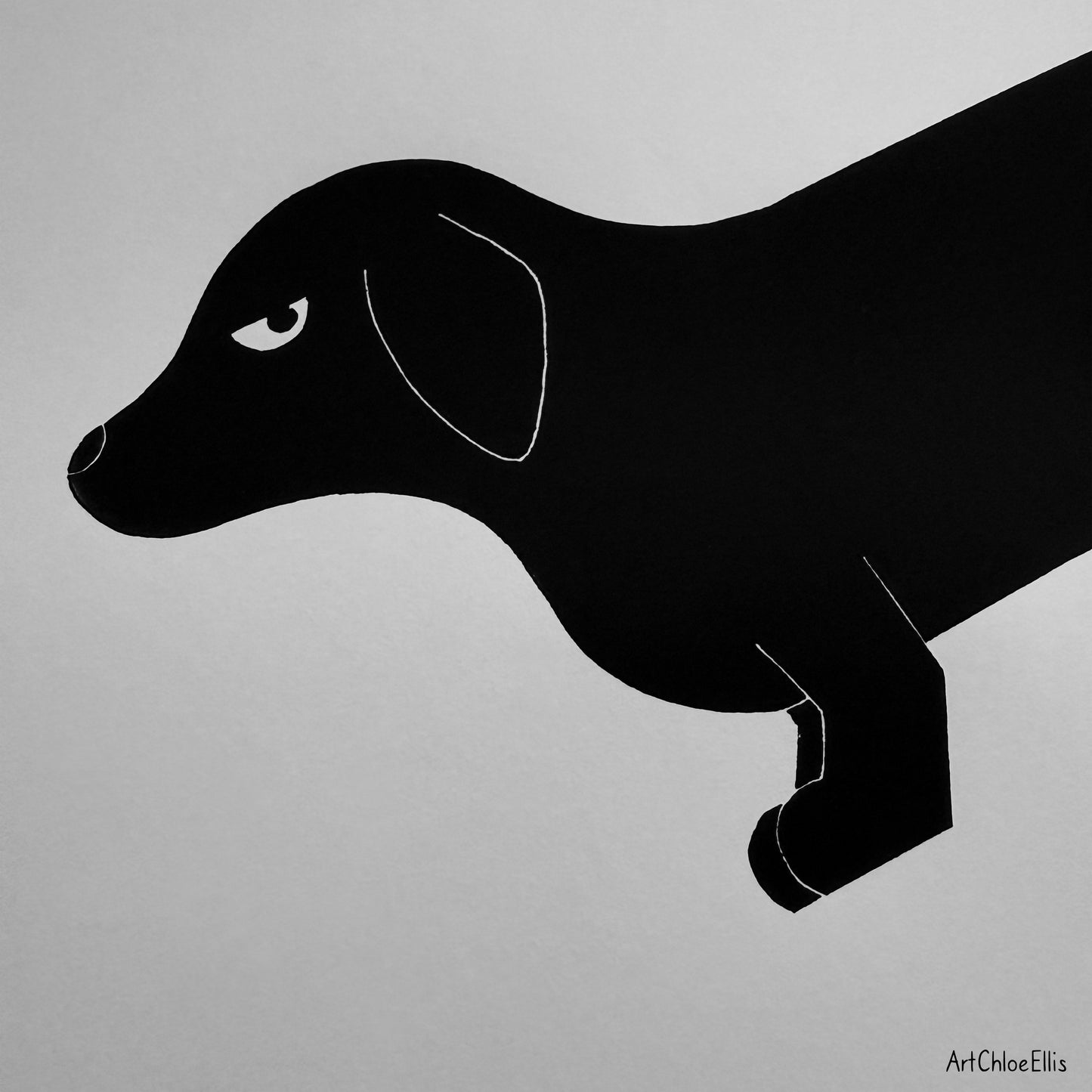 Long Dog – A2 Original Lino-Print