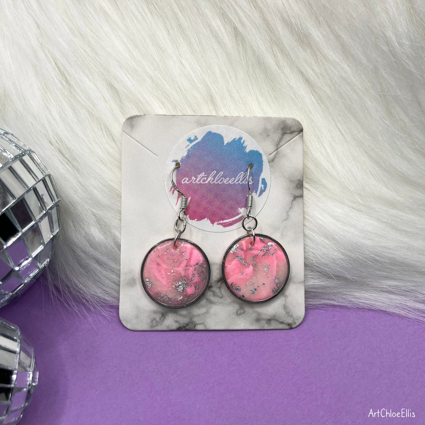 Marble Effect Circle Earrings