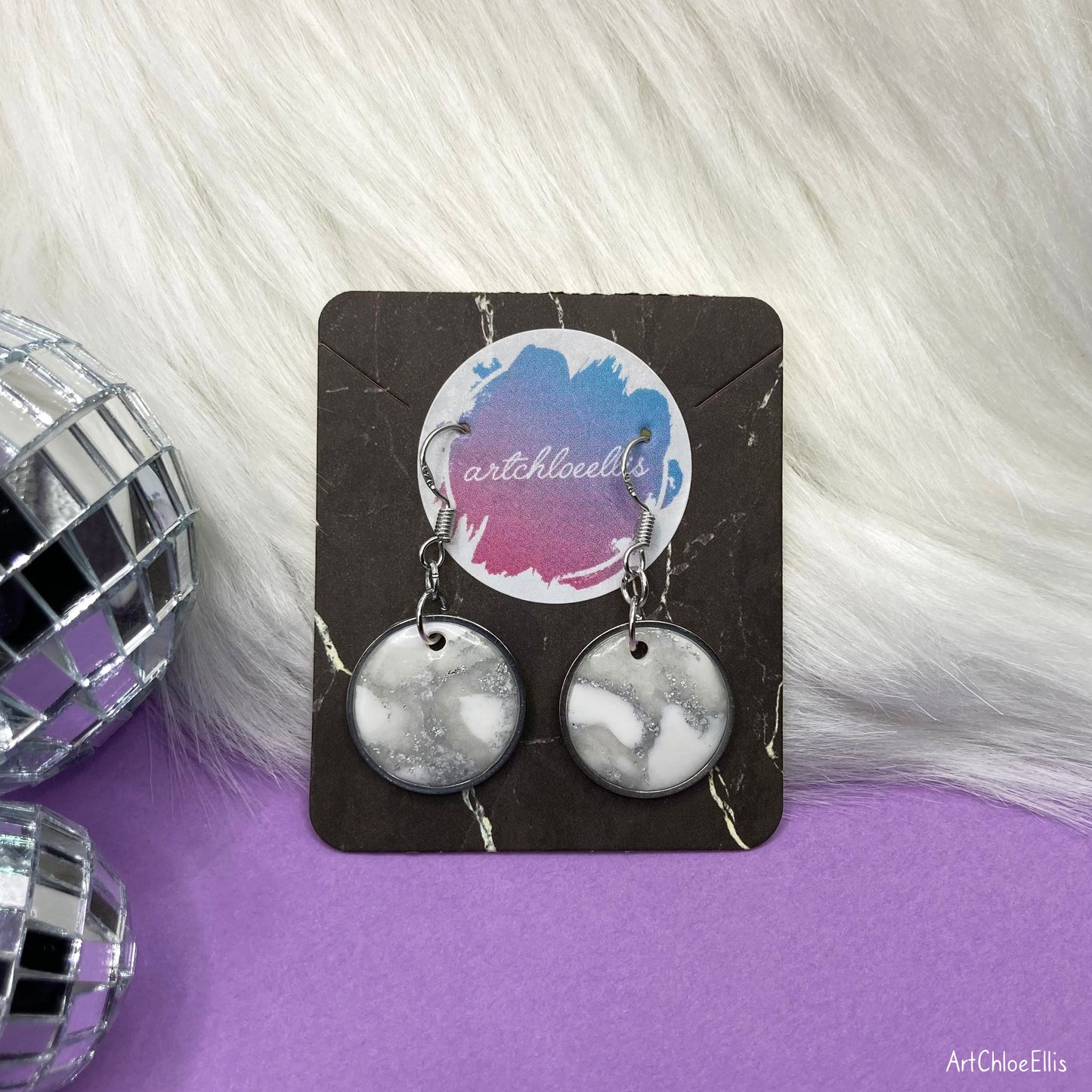 Marble Effect Circle Earrings