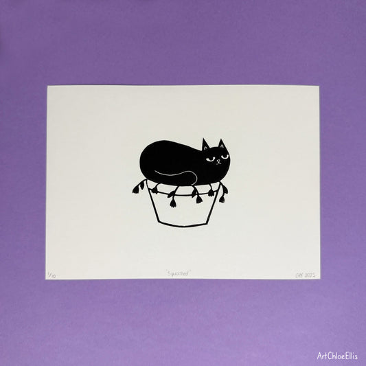 Squashed – A5 Original Lino-Print