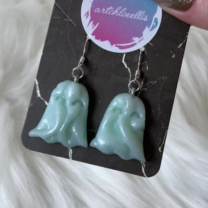 Sheet Ghosts (Pearlescent Blue) Earrings